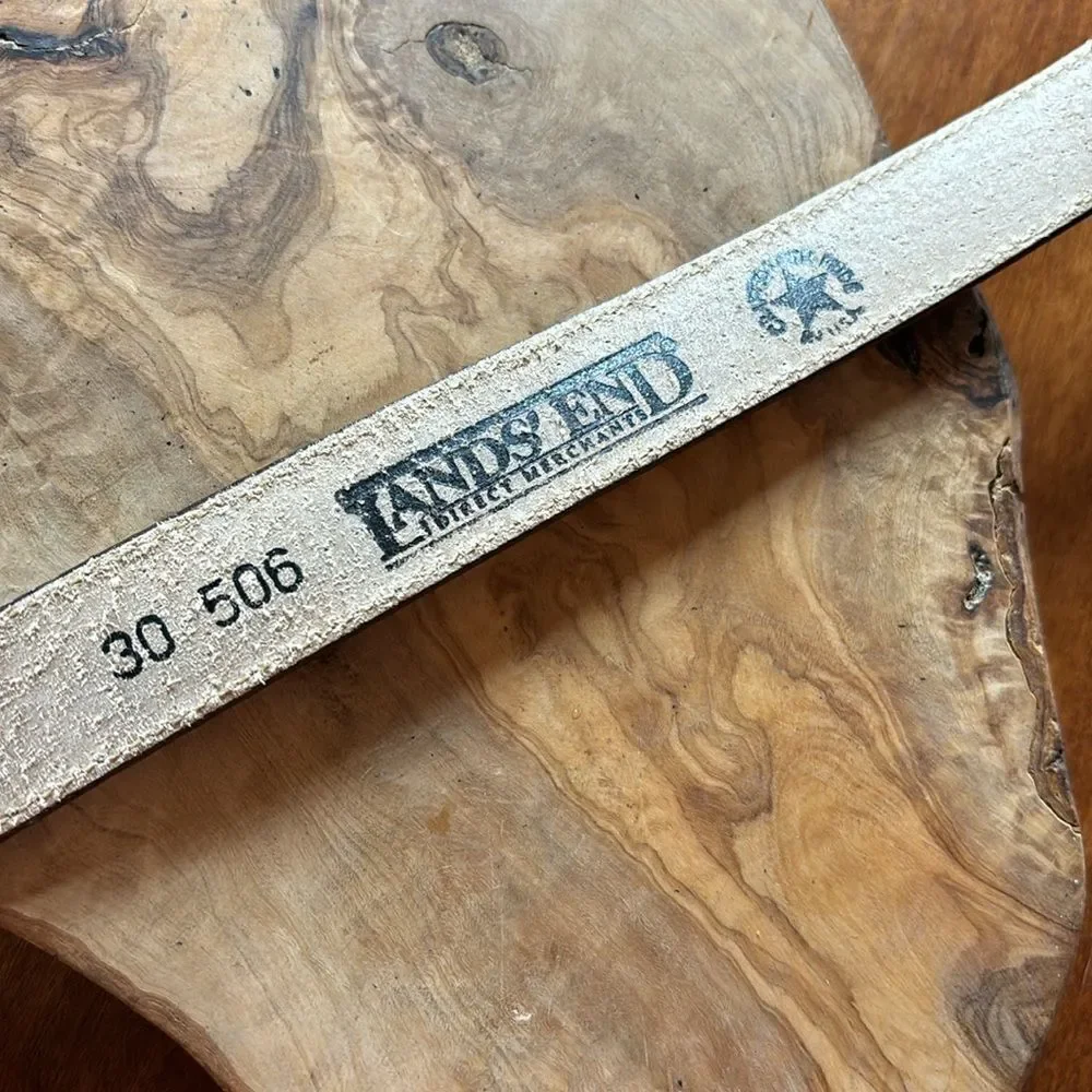 Land's End Leather Belt with Brass Buckle - Size 30